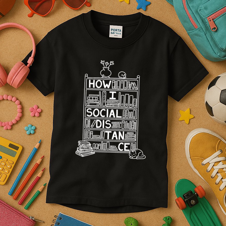 How I Social Distance Book Lover Kids T-Shirt