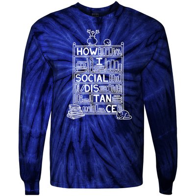 How I Social Distance Book Lover Tie-Dye Long Sleeve Shirt