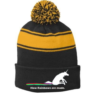 How Rainbows Are Made Unicorn Stripe Pom Pom Beanie