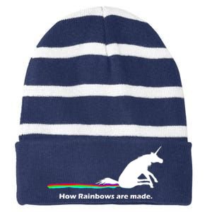 How Rainbows Are Made Unicorn Striped Beanie with Solid Band