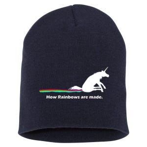 How Rainbows Are Made Unicorn Short Acrylic Beanie