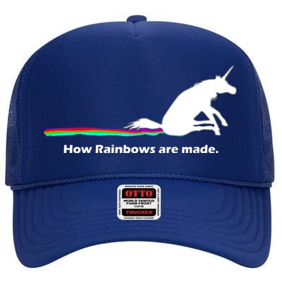 How Rainbows Are Made Unicorn High Crown Mesh Back Trucker Hat