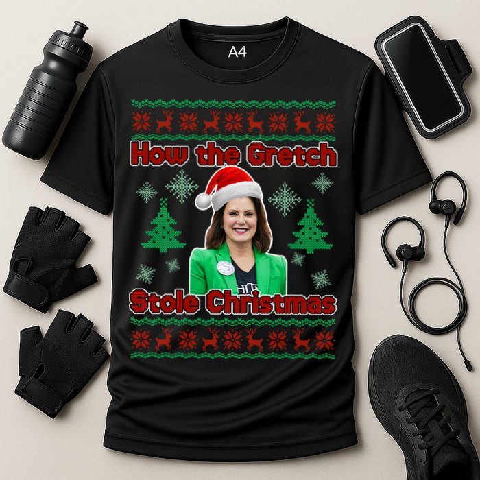 How The Gretch Stole Christmas Ugly Christmas Sweater Cooling Performance Crew T-Shirt