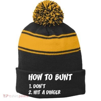 How To Bunt Don't Hit A Dinger Stripe Pom Pom Beanie