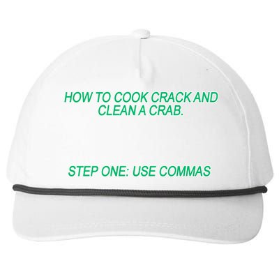 How To Cook Crack And Clean A Crab Use Commas Snapback Five-Panel Rope Hat