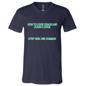 How To Cook Crack And Clean A Crab Use Commas V-Neck T-Shirt