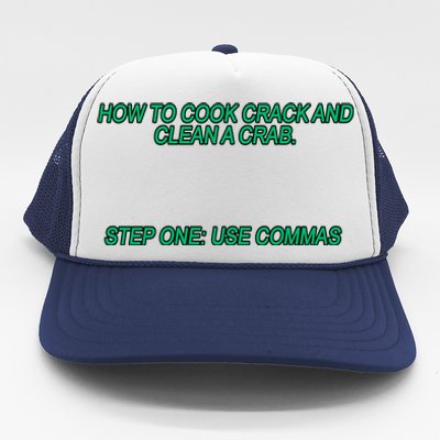 How To Cook Crack And Clean A Crab Use Commas Trucker Hat