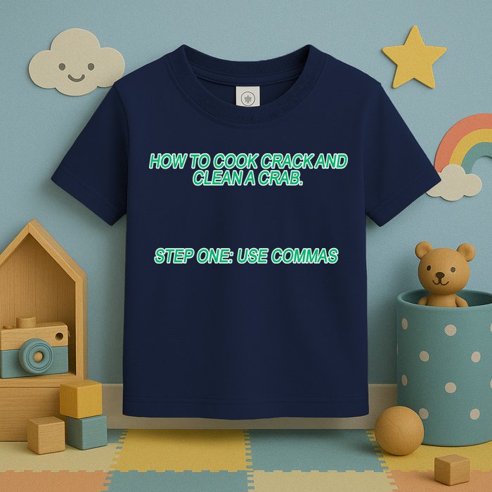 How To Cook Crack And Clean A Crab Use Commas Toddler T-Shirt