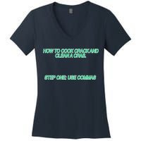 How To Cook Crack And Clean A Crab Use Commas Women's V-Neck T-Shirt