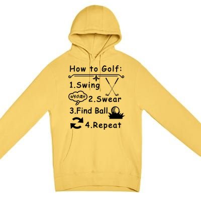 How To Golf Funny Premium Pullover Hoodie