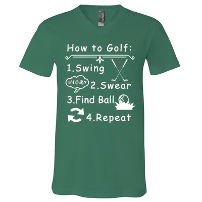 How To Golf Funny V-Neck T-Shirt