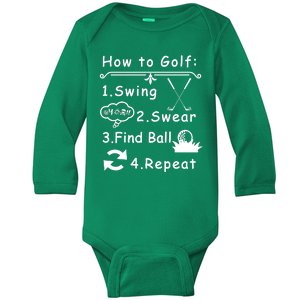 How To Golf Funny Baby Long Sleeve Bodysuit