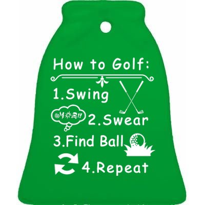 How To Golf Funny Ceramic Bell Ornament