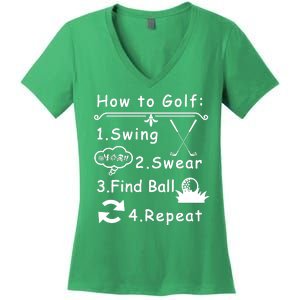 How To Golf Funny Women's V-Neck T-Shirt