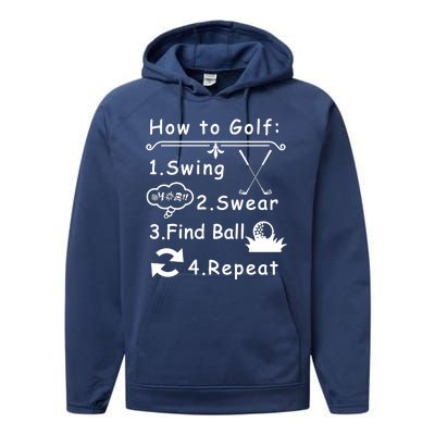 How To Golf Funny Performance Fleece Hoodie