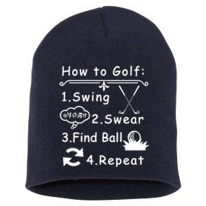 How To Golf Funny Short Acrylic Beanie