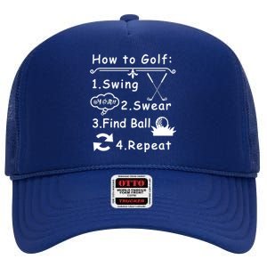 How To Golf Funny High Crown Mesh Back Trucker Hat