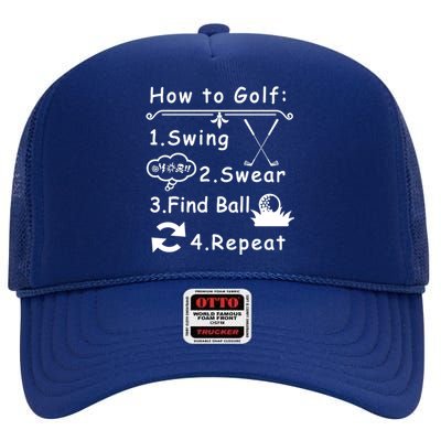 How To Golf Funny High Crown Mesh Back Trucker Hat