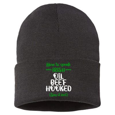 How to speak irish Funny Sustainable Knit Beanie