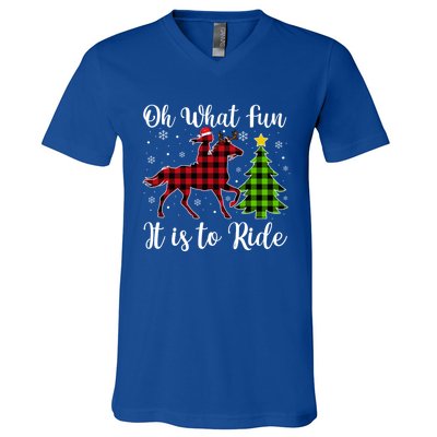 Horse Oh What Fun It Is To Ride Christmas Xmas Girls Great Gift V-Neck T-Shirt