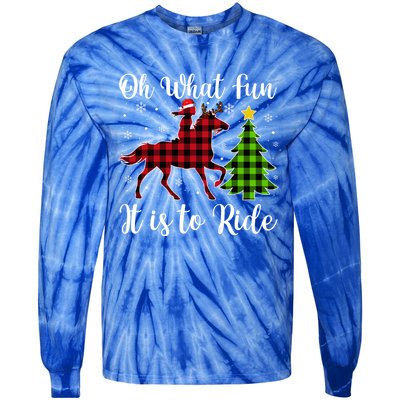 Horse Oh What Fun It Is To Ride Christmas Xmas Girls Great Gift Tie-Dye Long Sleeve Shirt