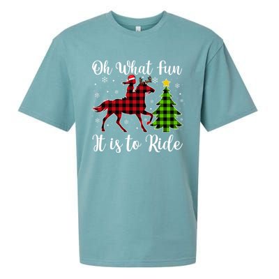 Horse Oh What Fun It Is To Ride Christmas Xmas Girls Great Gift Sueded Cloud Jersey T-Shirt