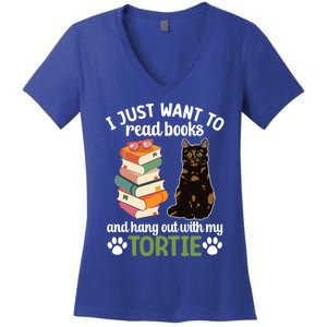 Hang Out With My Tortie Cat Owner Tortoiseshell Cat Lover Gift Women's V-Neck T-Shirt