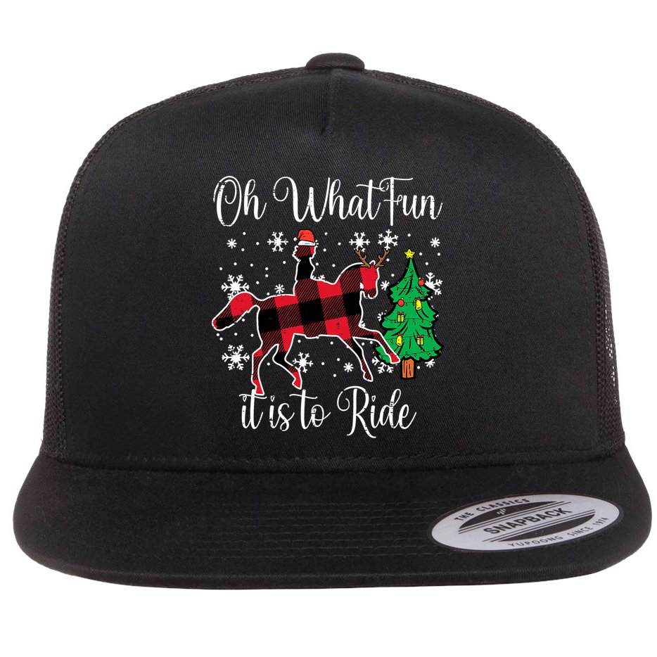 Horse Oh What Fun It Is To Ride Christmas Xmas Girls  Flat Bill Trucker Hat