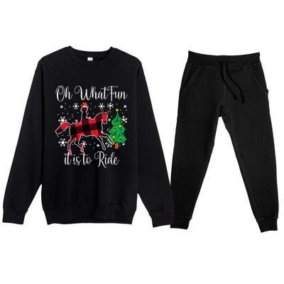 Horse Oh What Fun It Is To Ride Christmas Xmas Girls  Premium Crewneck Sweatsuit Set