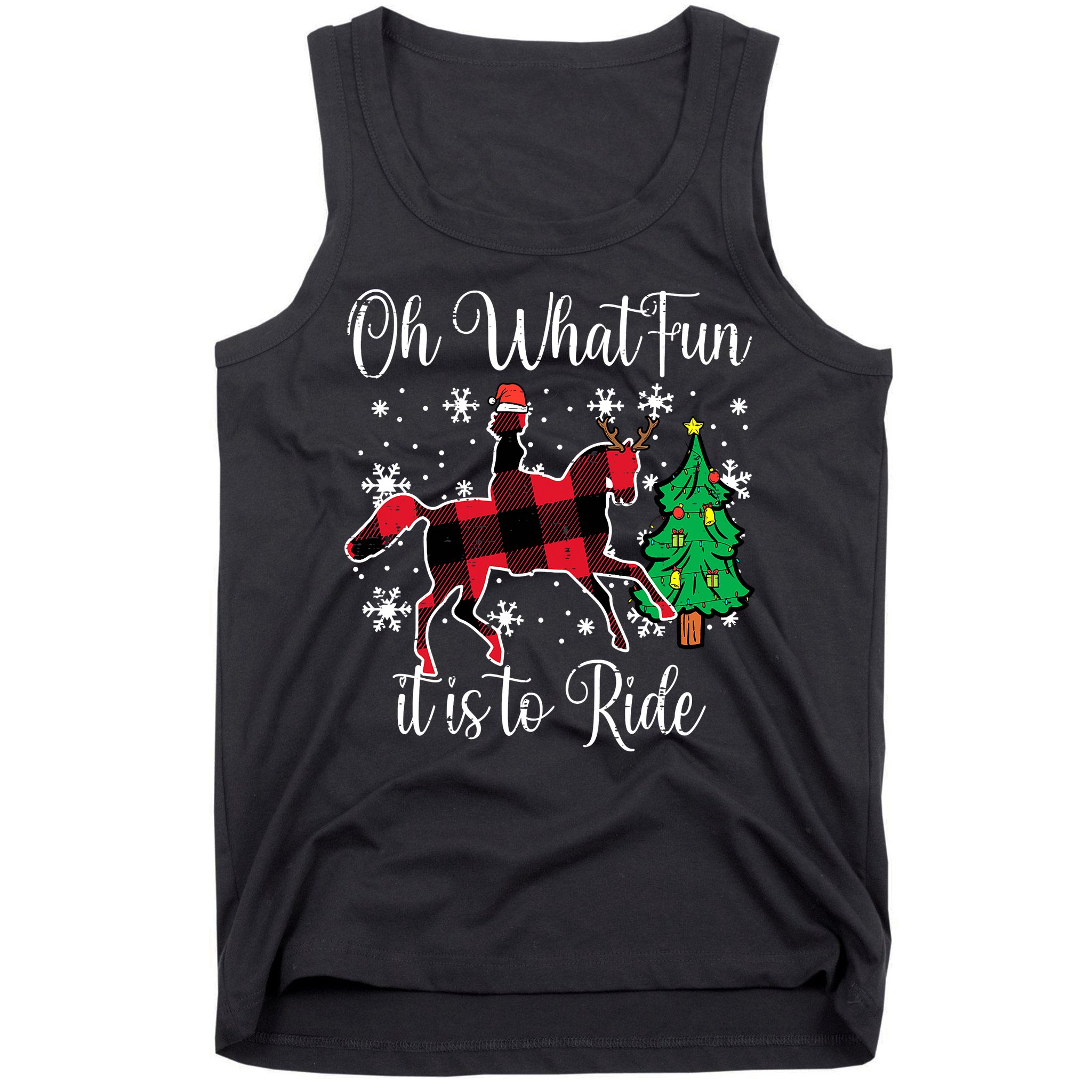 Horse Oh What Fun It Is To Ride Christmas Xmas Girls  Tank Top