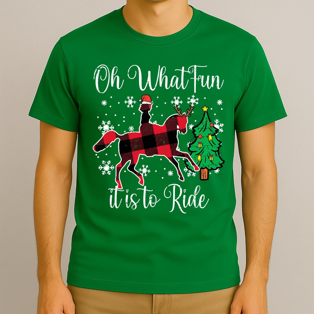 Horse Oh What Fun It Is To Ride Christmas Xmas Girls  T-Shirt