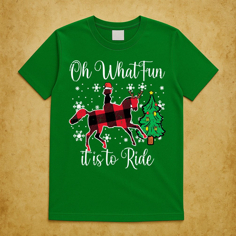 Horse Oh What Fun It Is To Ride Christmas Xmas Girls  T-Shirt