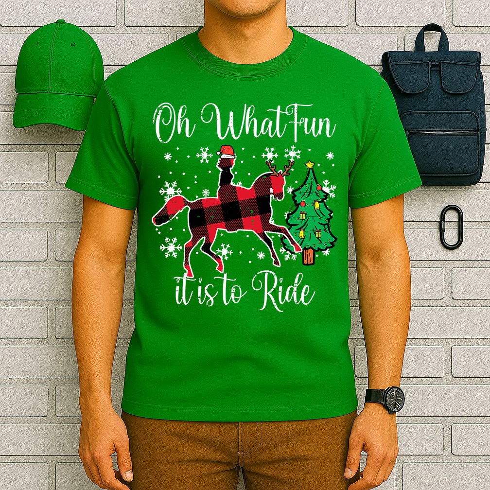 Horse Oh What Fun It Is To Ride Christmas Xmas Girls  T-Shirt