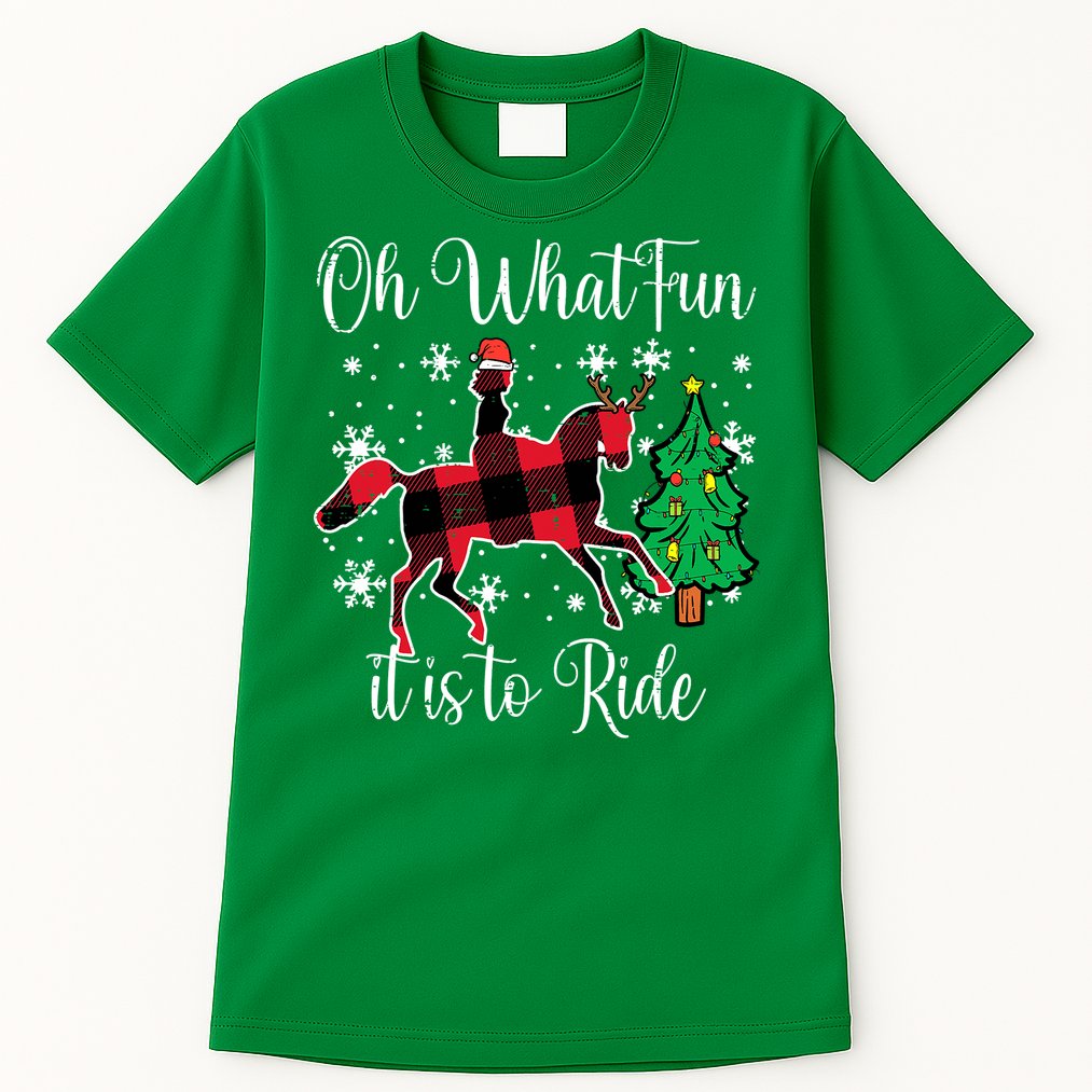 Horse Oh What Fun It Is To Ride Christmas Xmas Girls  Tall T-Shirt