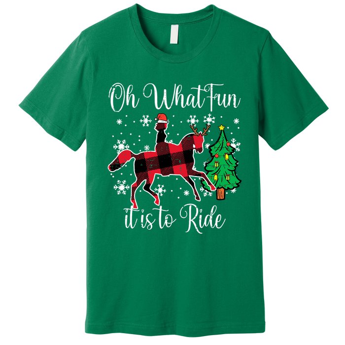 Horse Oh What Fun It Is To Ride Christmas Xmas Girls  Premium T-Shirt