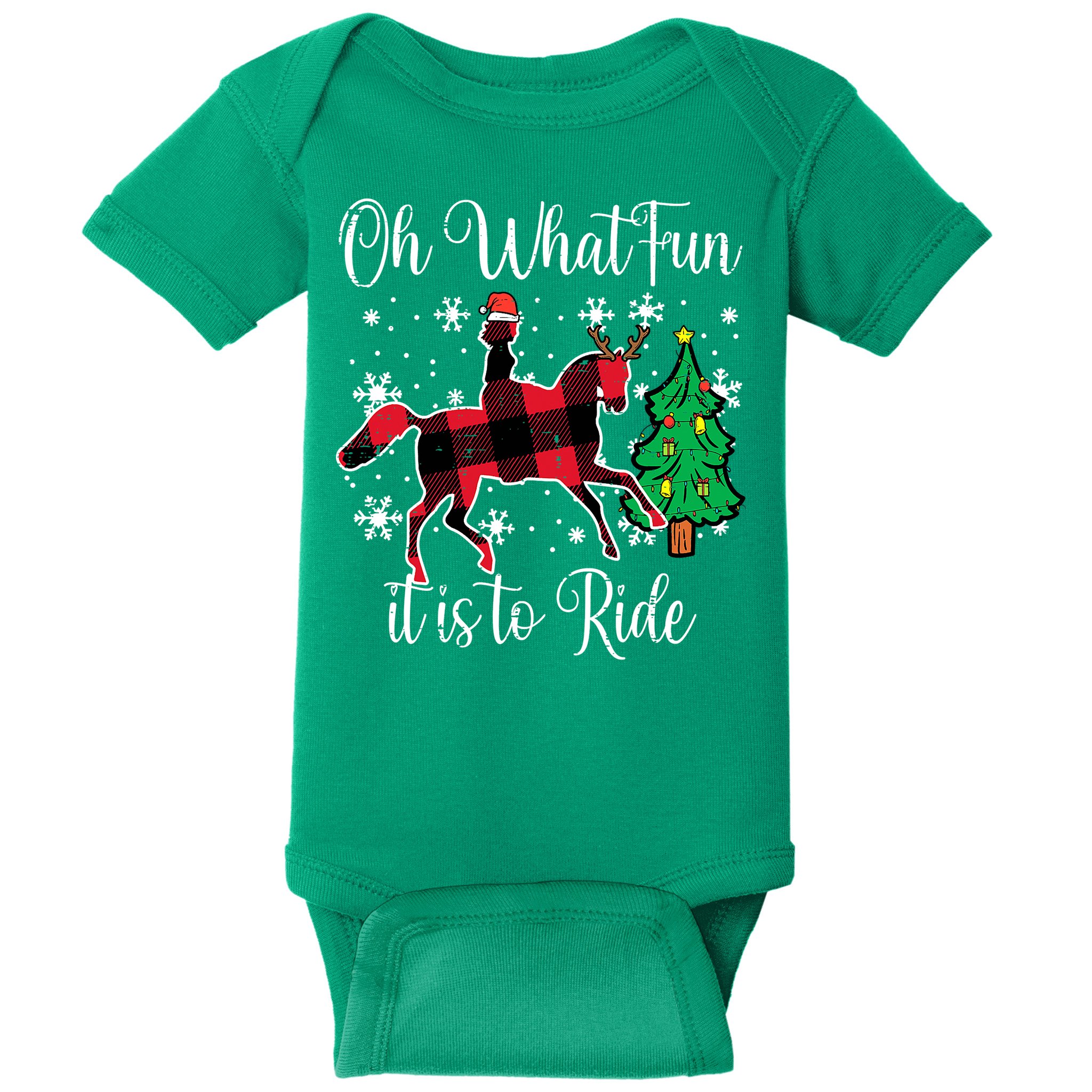 Horse Oh What Fun It Is To Ride Christmas Xmas Girls  Baby Bodysuit