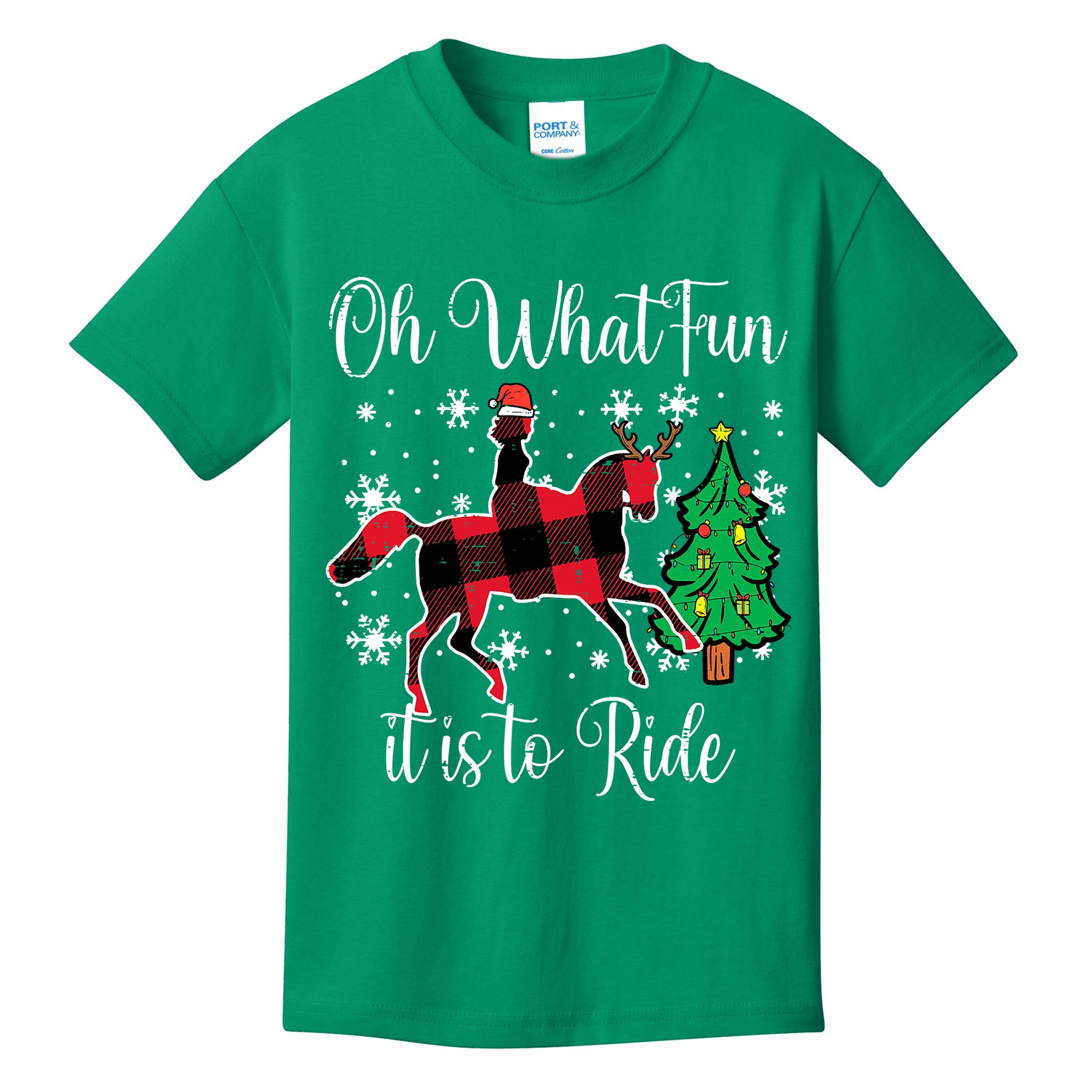 Horse Oh What Fun It Is To Ride Christmas Xmas Girls  Kids T-Shirt