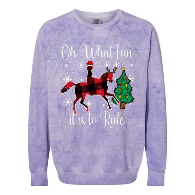 Horse Oh What Fun It Is To Ride Christmas Xmas Girls Women Colorblast Crewneck Sweatshirt