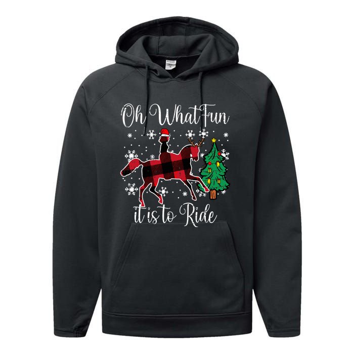 Horse Oh What Fun It Is To Ride Christmas Xmas Girls Women Performance Fleece Hoodie