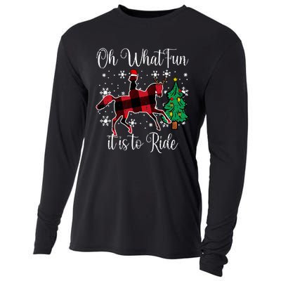 Horse Oh What Fun It Is To Ride Christmas Xmas Girls Women Cooling Performance Long Sleeve Crew