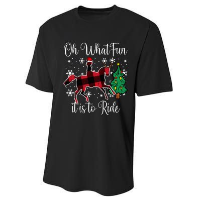 Horse Oh What Fun It Is To Ride Christmas Xmas Girls Women Performance Sprint T-Shirt