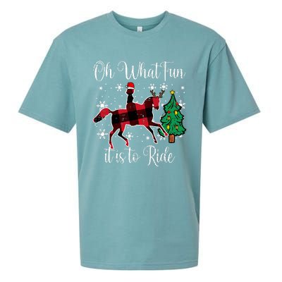 Horse Oh What Fun It Is To Ride Christmas Xmas Girls Women Sueded Cloud Jersey T-Shirt