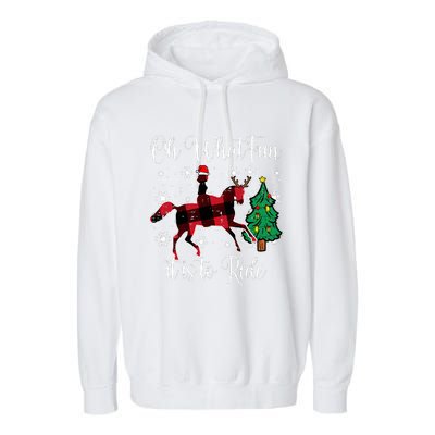 Horse Oh What Fun It Is To Ride Christmas Xmas Girls Women Garment-Dyed Fleece Hoodie