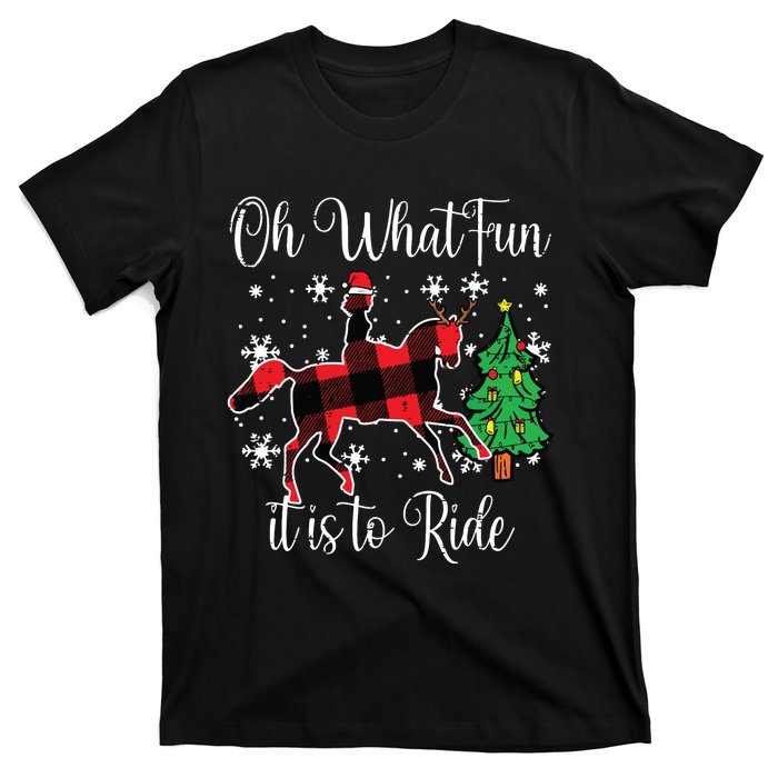 Horse Oh What Fun It Is To Ride Christmas Xmas Girls Women T-Shirt