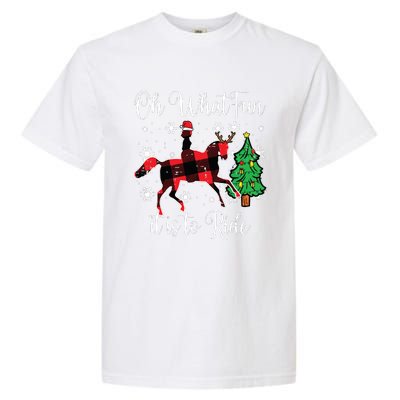 Horse Oh What Fun It Is To Ride Christmas Xmas Girls Women Garment-Dyed Heavyweight T-Shirt