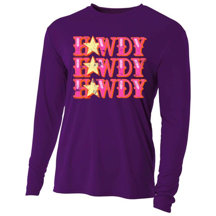 Howdy Rodeo Western Retro Vintage Country Southern Cooling Performance Long Sleeve Crew