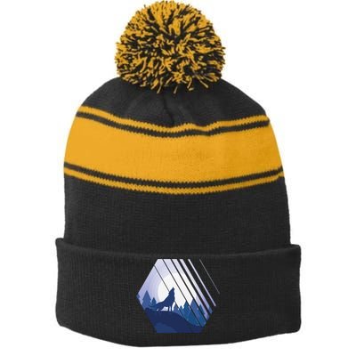 Howling Wolf Stripe Pom Pom Beanie