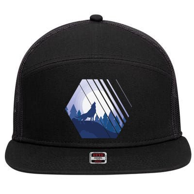 Howling Wolf 7 Panel Mesh Trucker Snapback Hat