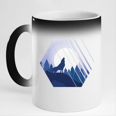 Howling Wolf 11oz Black Color Changing Mug