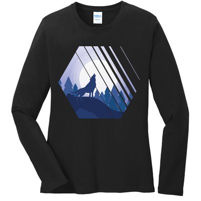Howling Wolf Ladies Long Sleeve Shirt